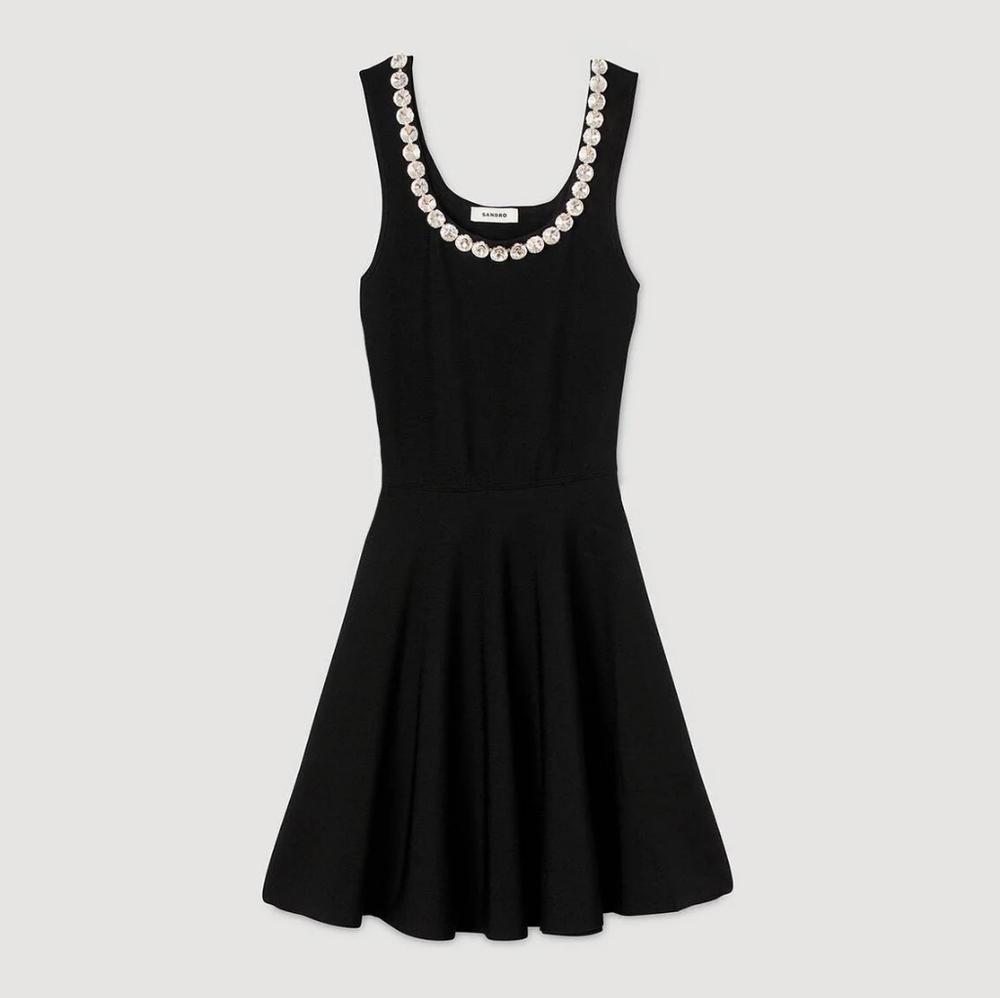 Sandro Mini Dress With Rhinestone Neck - Picture 6 of 14